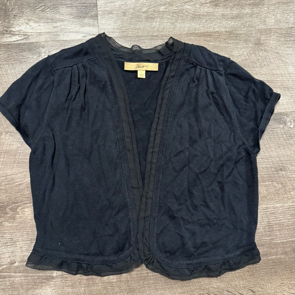 Motto Vintage Black Short Sleeve Cardigan Size Large